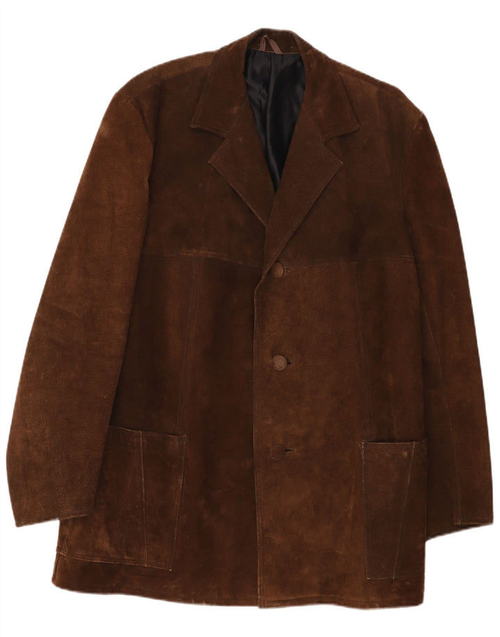 Vintage męska marynarka zapinana na 3 guziki, UK 40, duża brązowa