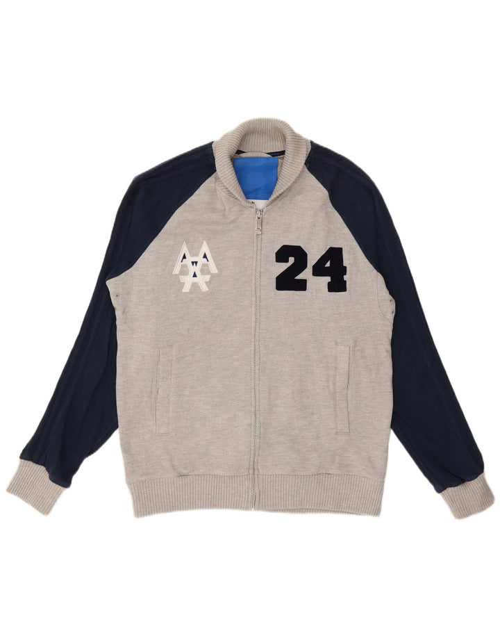 Męska kurtka dresowa ADIDAS z grafiką, duża, szara, bawełniana w bloki kolorów