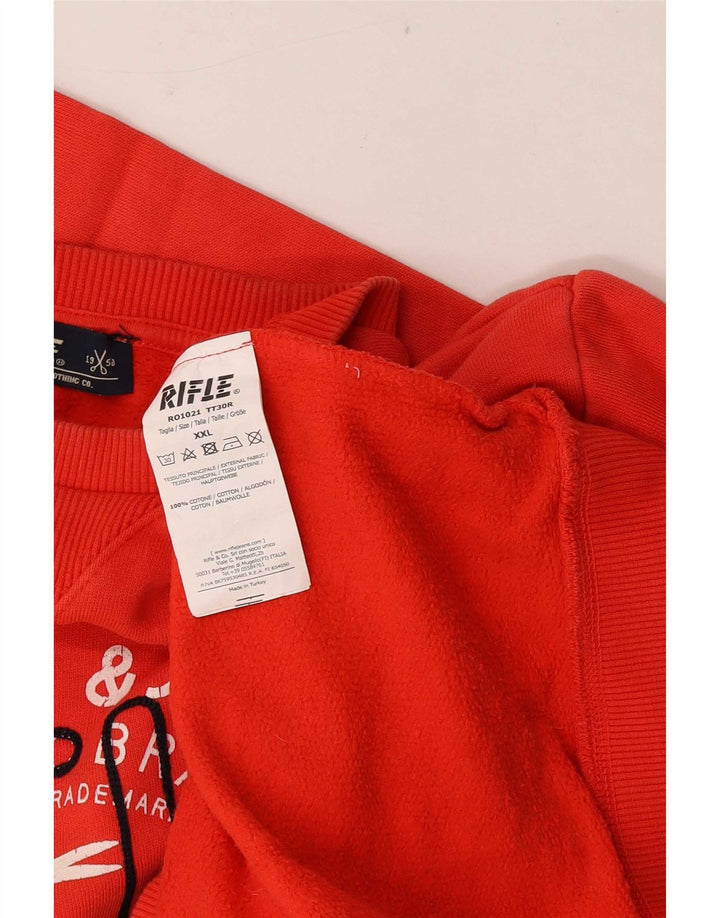 Męska bluza z grafiką karabinową, 2XL, czerwona, bawełniana
