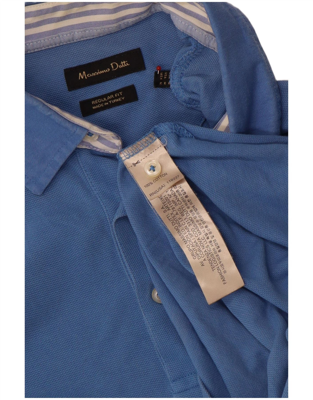 Męska koszulka polo Massimo Dutti o regularnym kroju, średnioniebieska, bawełniana