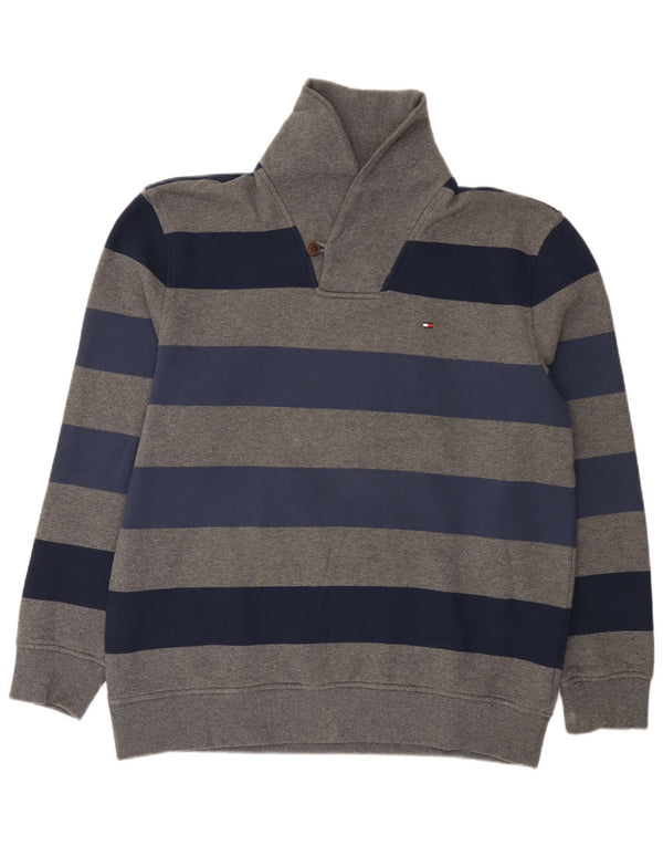 Męska bluza Tommy Hilfiger z szalowym dekoltem XL, szara, bawełniana w paski