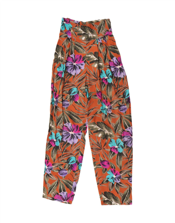 Vintage damskie spodnie haremowe W25 L29 wielokolorowe kwiatowe