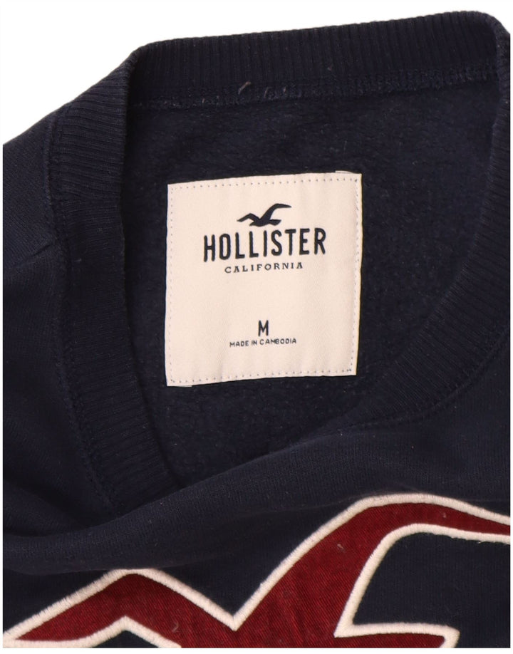 Męska bluza z grafiką Hollister, średnia, granatowa, bawełniana