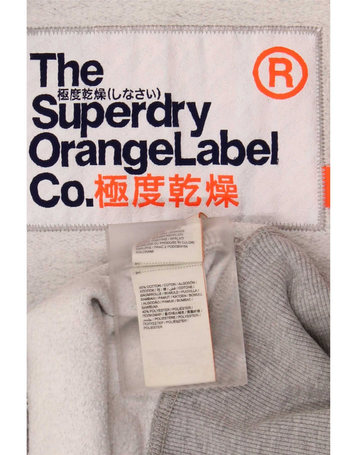 Męski sweter z kapturem i zamkiem Superdry, duży, szary, bawełniany w cętki