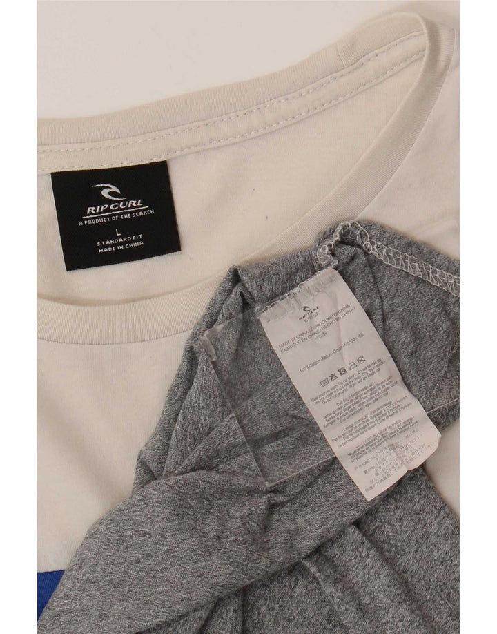 T-shirt męski Rip Curl o standardowym kroju, duży, wielokolorowy z blokami kolorów
