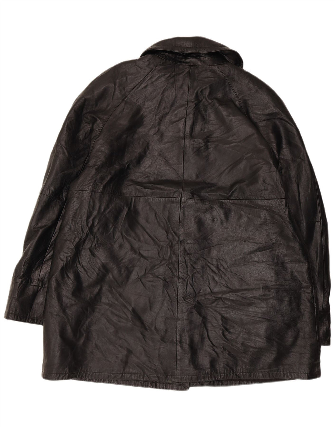 VINTAGE damski płaszcz skórzany oversize IT 50 XL czarna skóra