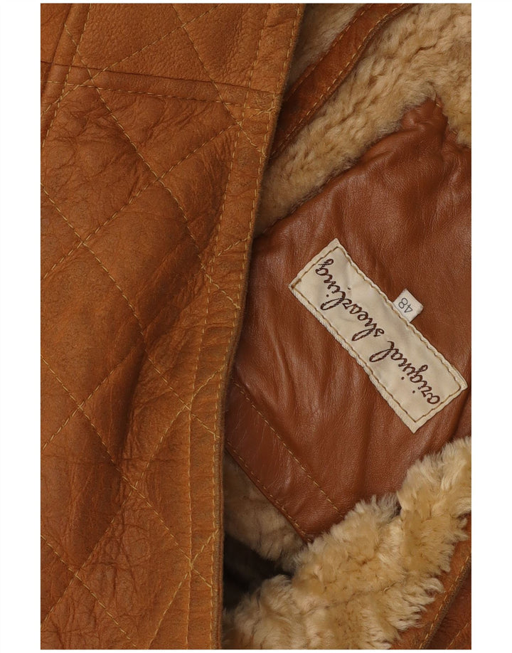 Męska kurtka shearling VINTAGE IT 48 w kolorze średniego beżu