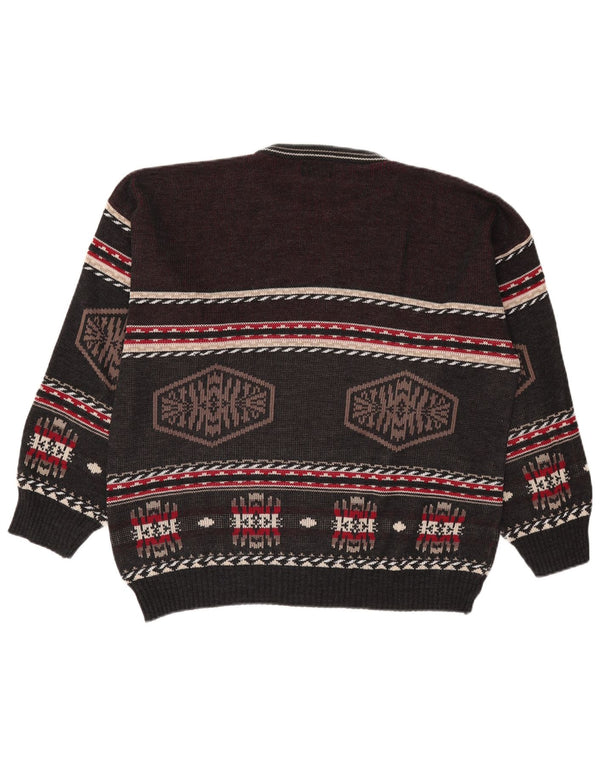 Męski sweter z okrągłym dekoltem Henry Morell 2XL Szary akryl Fair Isle