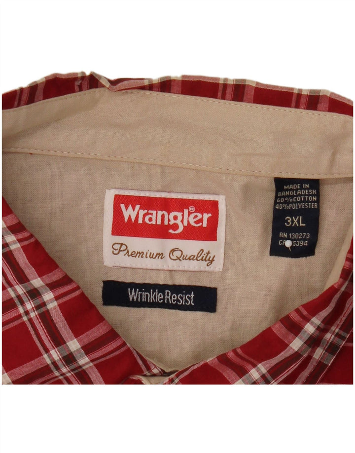 Koszula męska z krótkim rękawem Wrangler 3XL, bawełniana w czerwoną kratę