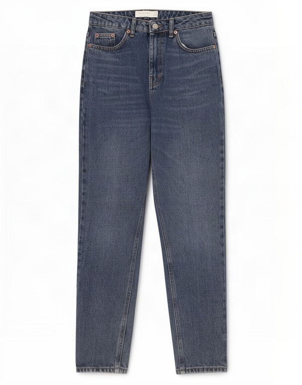 Damskie jeansy zwężane Topshop Mom W28 L28 Niebieskie bawełniane