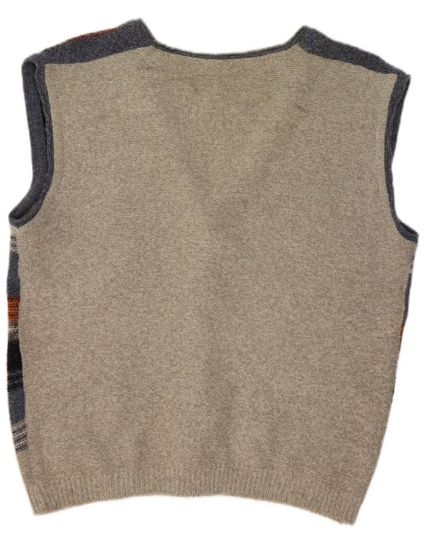 Vintage męski sweter bez rękawów, duży, wielobarwny w paski