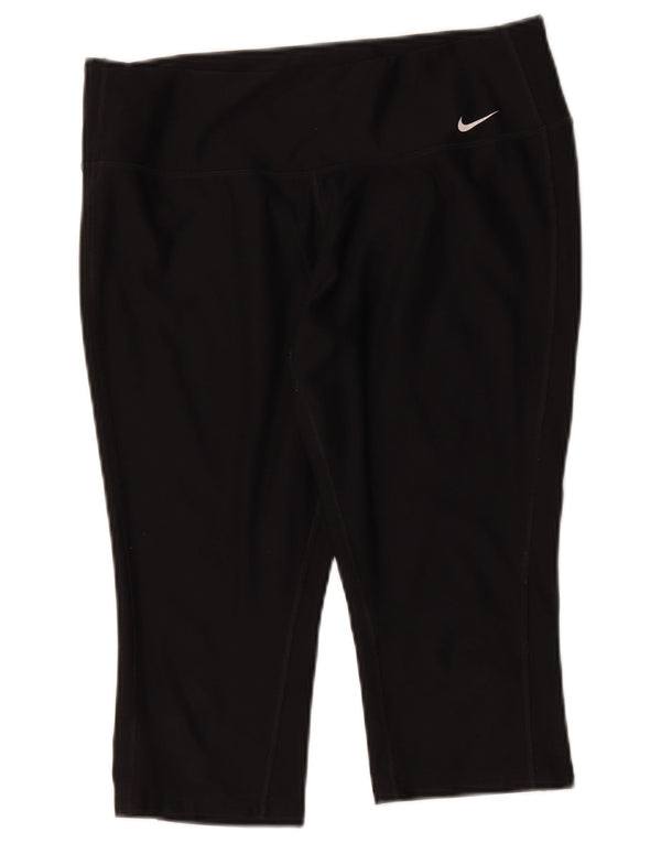 Damskie legginsy Nike Dri Fit Capri UK 14, duże, czarne, poliestrowe
