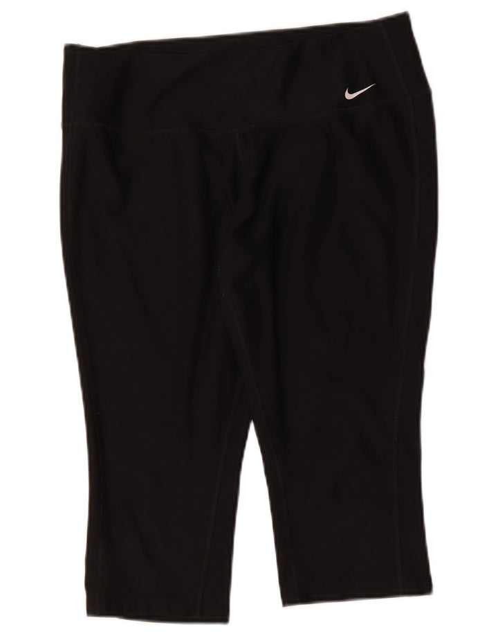 Damskie legginsy Nike Dri Fit Capri UK 14, duże, czarne, poliestrowe