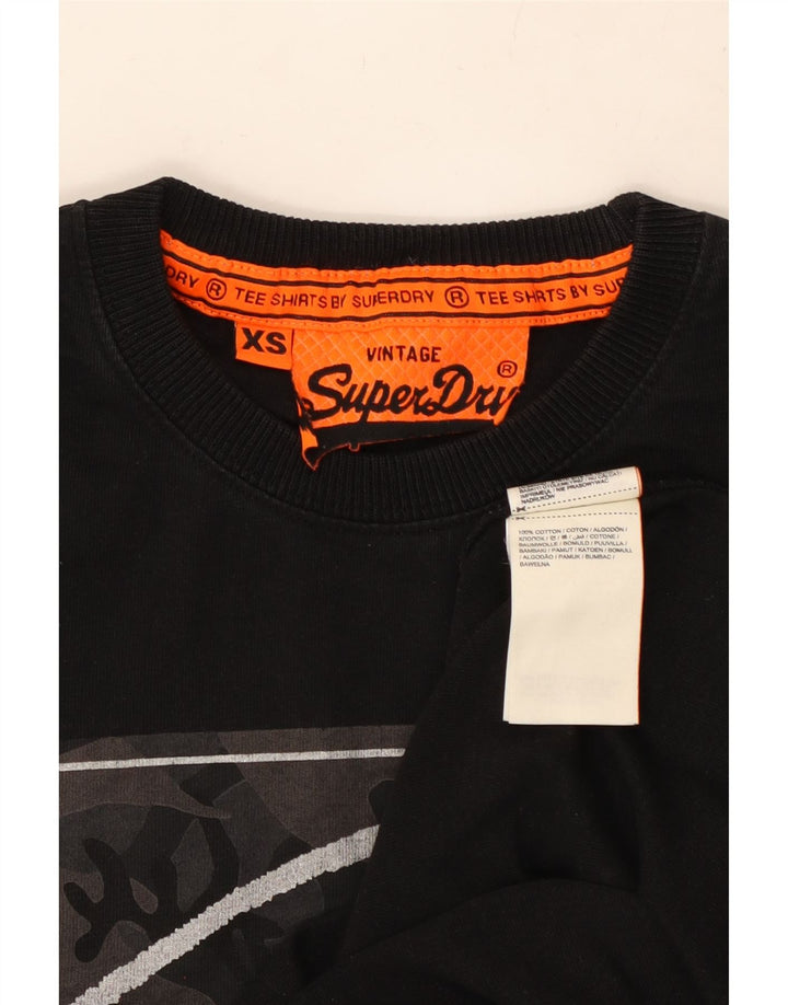 Męska koszulka z grafiką SUPERDRY Top XS, czarna, bawełniana