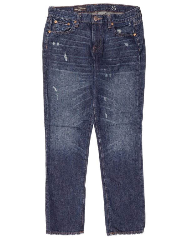 Jeansy damskie J. Crew Boyfriend Distressed W26 L28 Niebieskie bawełniane