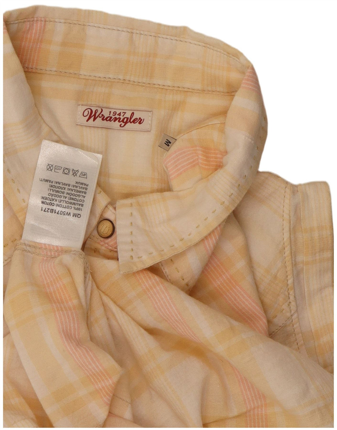 Damska koszulka bez rękawów Wrangler UK 12 w średnią żółtą kratkę