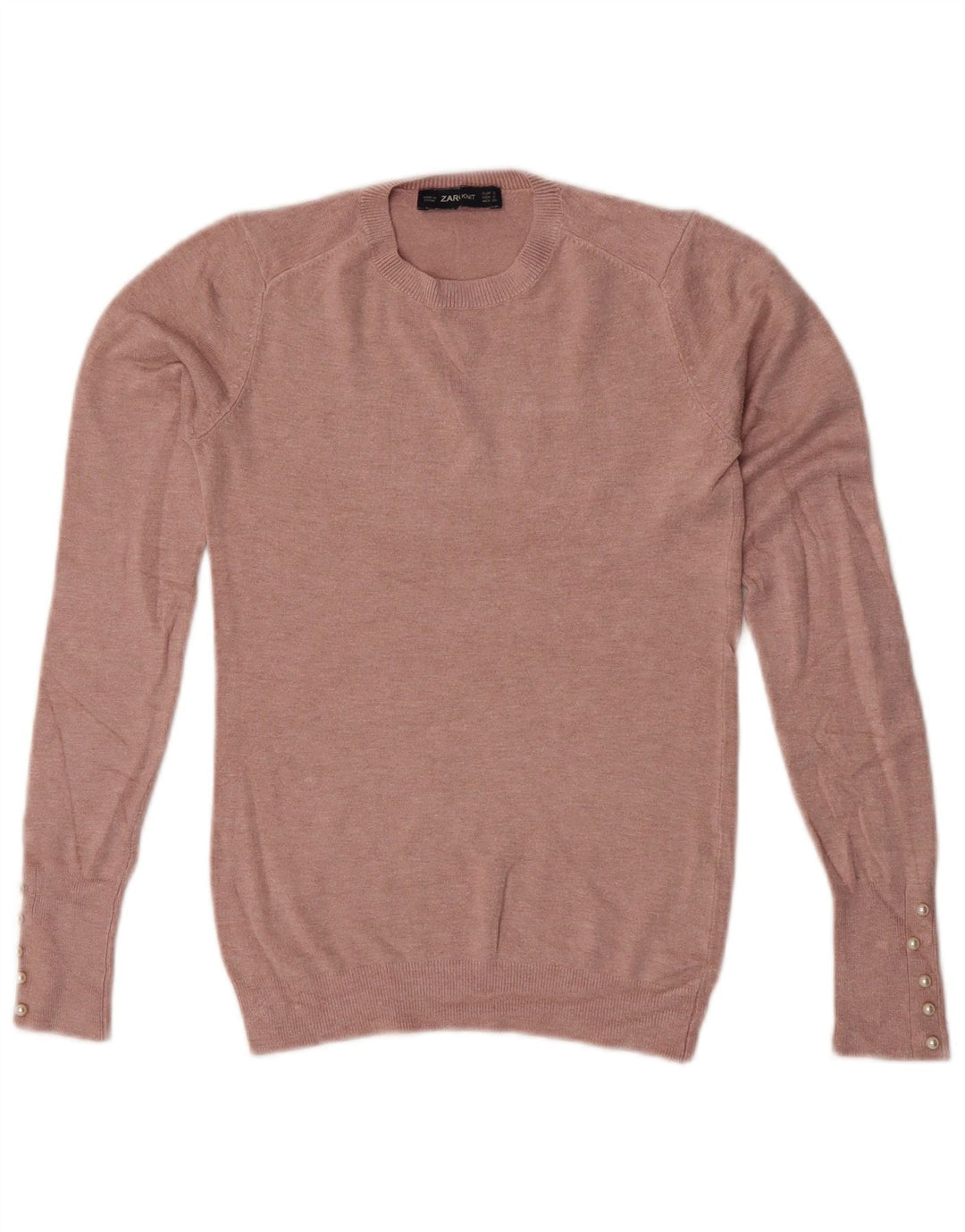 Sweter damski Zara z okrągłym dekoltem UK 8, mały róż