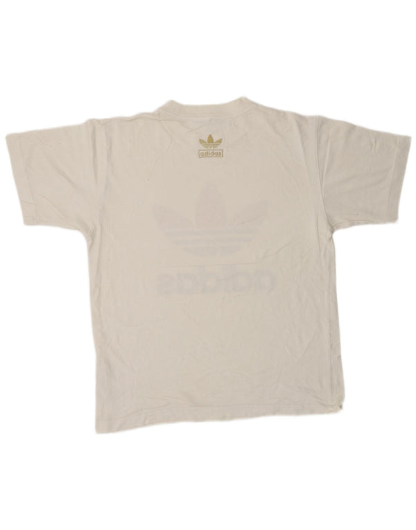Męski T-shirt z grafiką ADIDAS, mały, biały, bawełniany