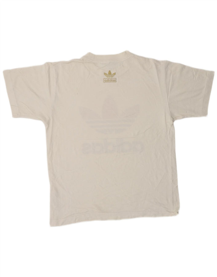 Męski T-shirt z grafiką ADIDAS, mały, biały, bawełniany