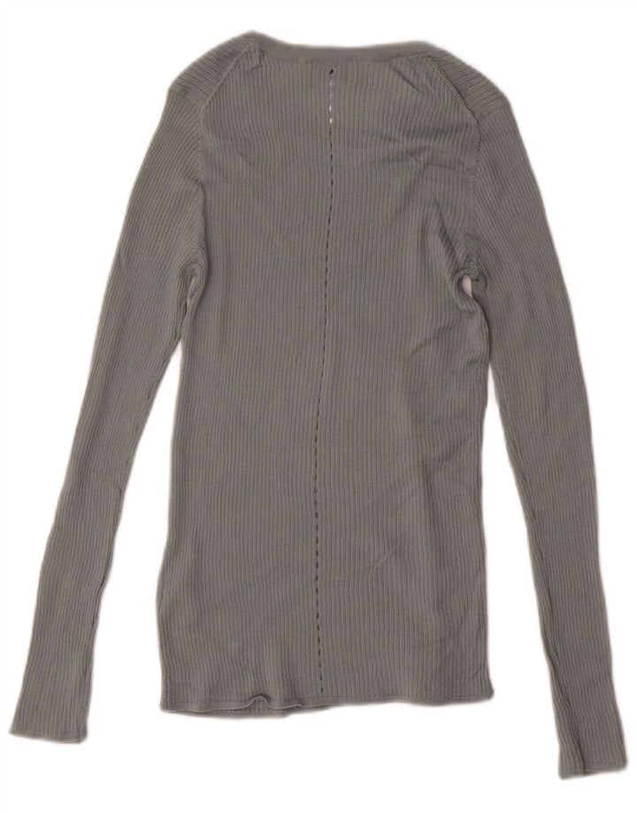 Damski sweter JIGSAW z dekoltem w łódkę UK 12 Średni szary wełniany