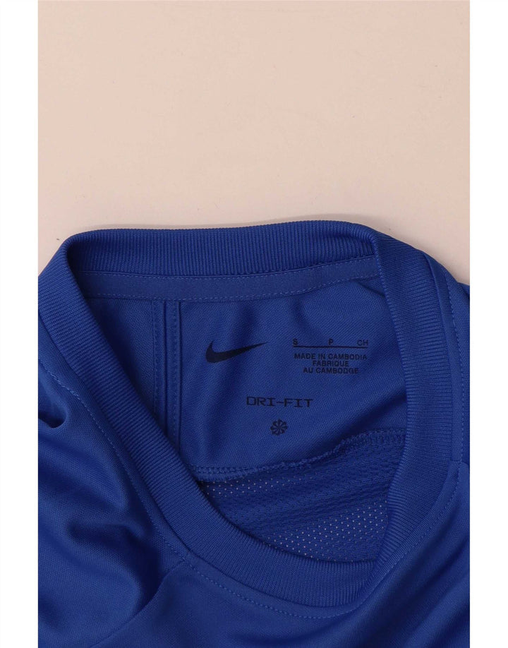 Męski T-shirt Nike Dri Fit, mały, niebieski, z blokami kolorów