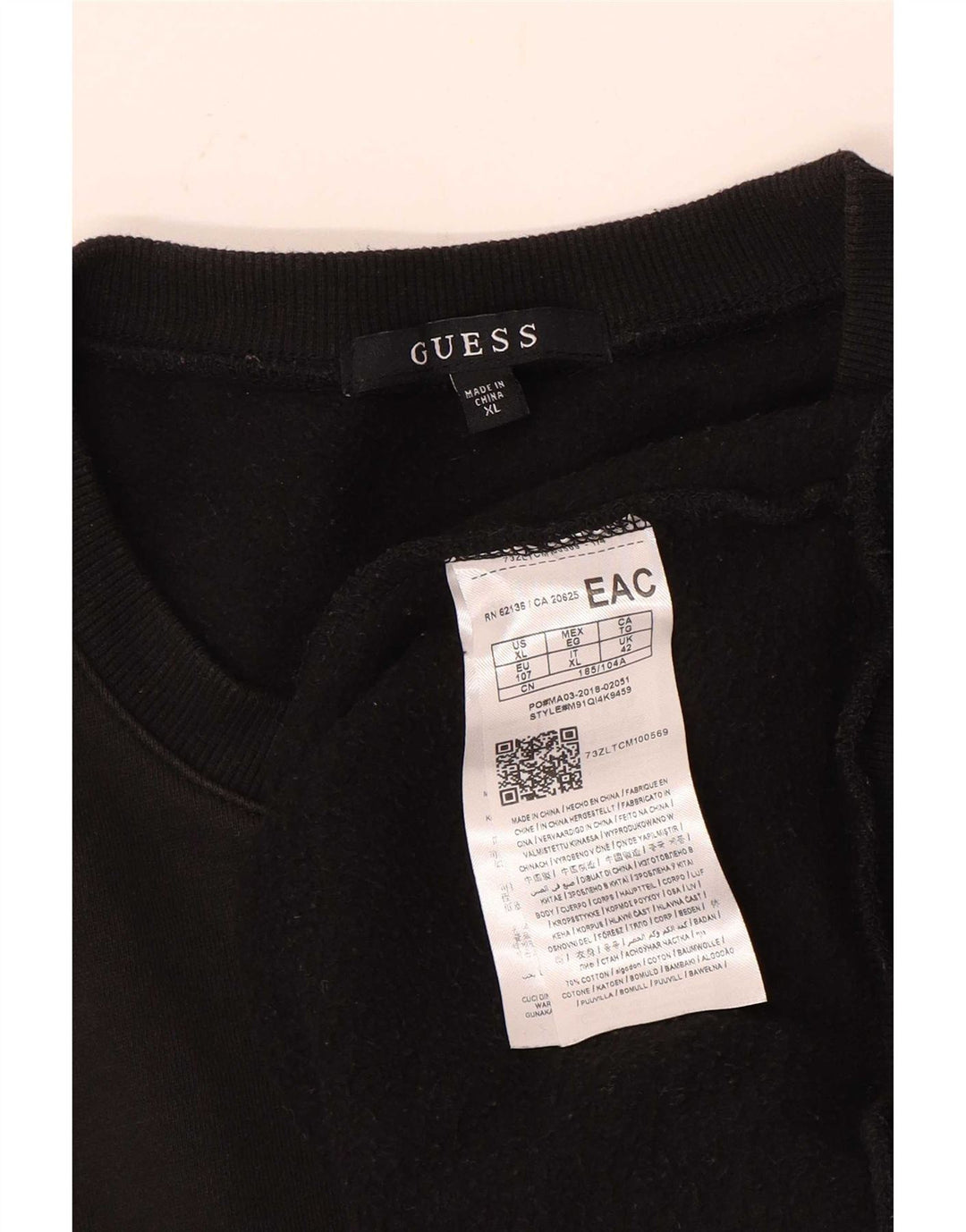 Męska bluza Guess Graphic Jumper UK 42, duża, czarna bawełna