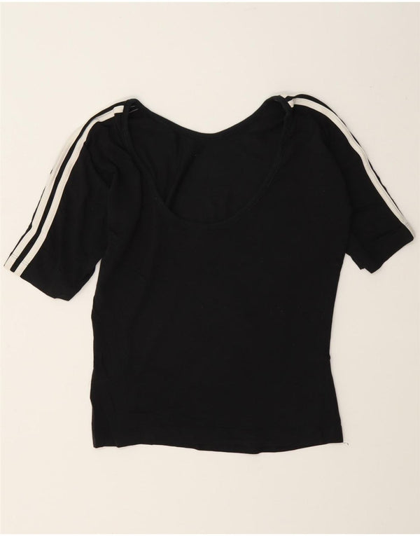 Damska koszulka Adidas Crop Graphic Top UK 12 Średnia czarna bawełna