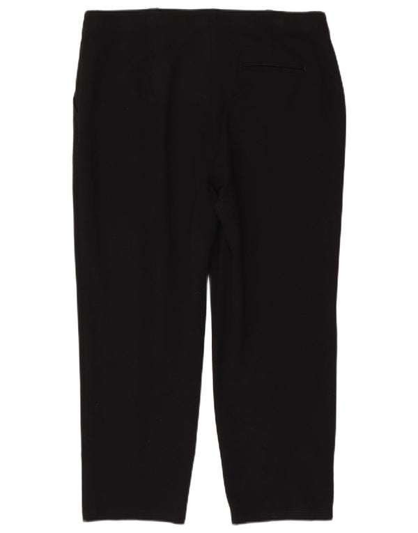 Marks & Spencer Womens Straight Cropped Trousers UK 16 Large W34 L24 Black