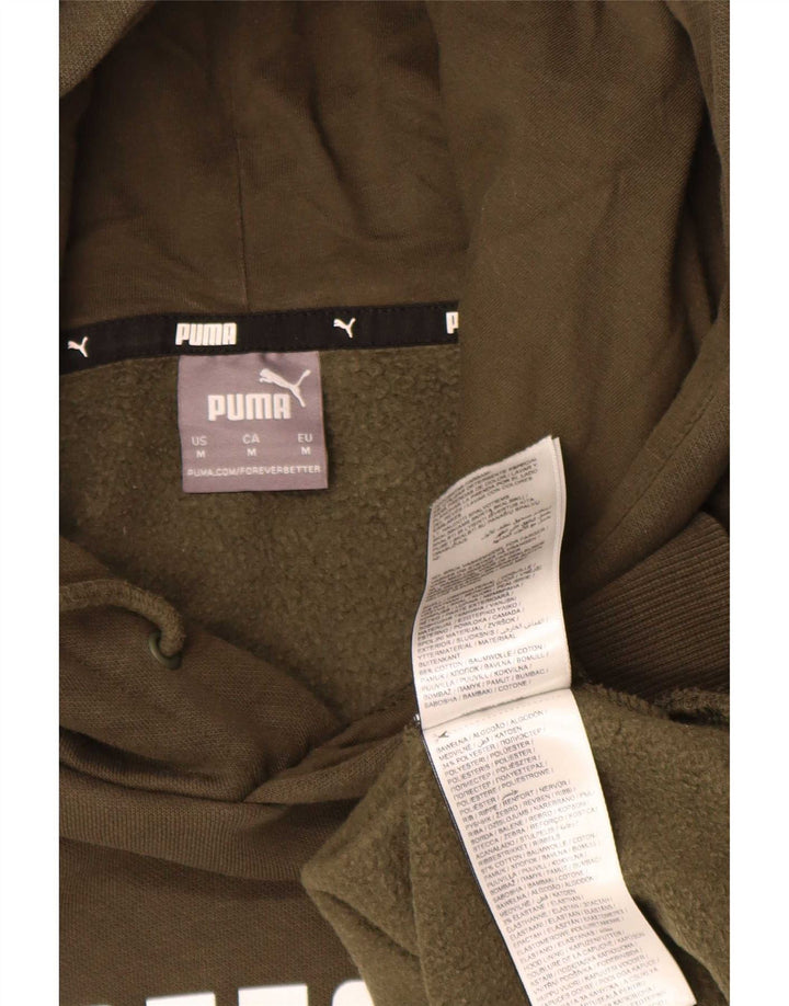 Męski sweter z kapturem Puma z grafiką, średniej wielkości bawełna khaki