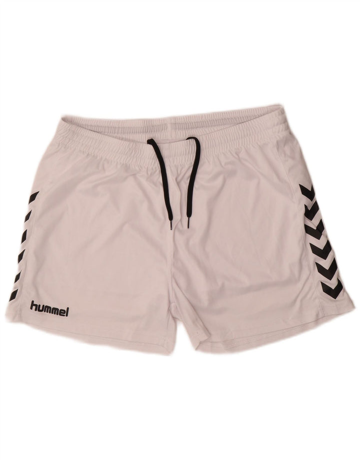 Męskie spodenki sportowe Hummel Graphic, duże, białe, poliestrowe