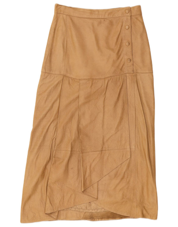 Damska skórzana spódnica z wysokim stanem VINTAGE IT 42 Medium W26 Brązowa