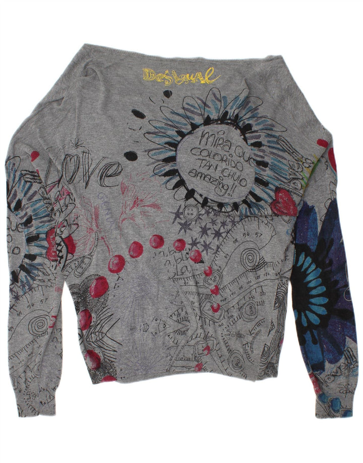Damski sweter z grafiką DESIGUAL UK 16, duży, szary