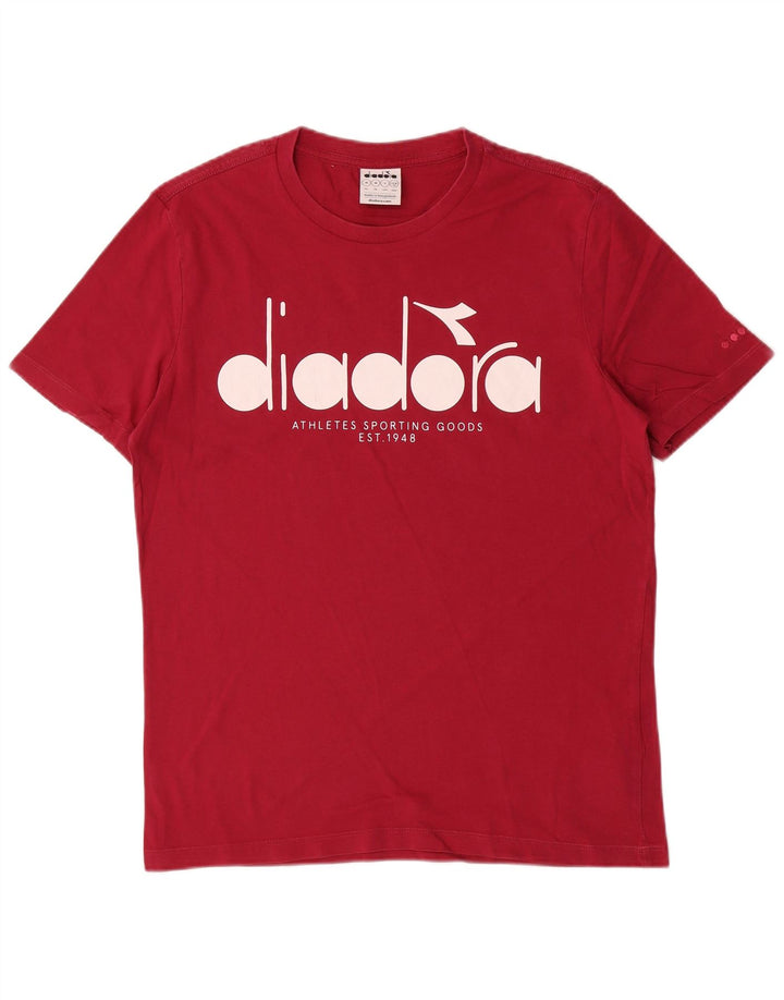 DIADORA Mens Graphic T-Shirt Top Medium Red Cotton