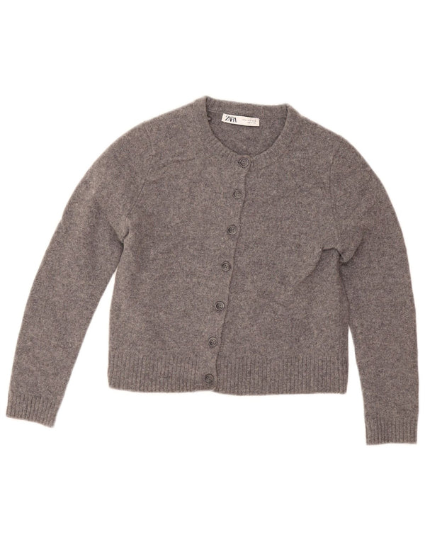 Sweter damski Zara Crop Cardigan UK 12 Średni szary wełniany