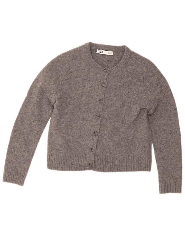 Sweter damski Zara Crop Cardigan UK 12 Średni szary wełniany