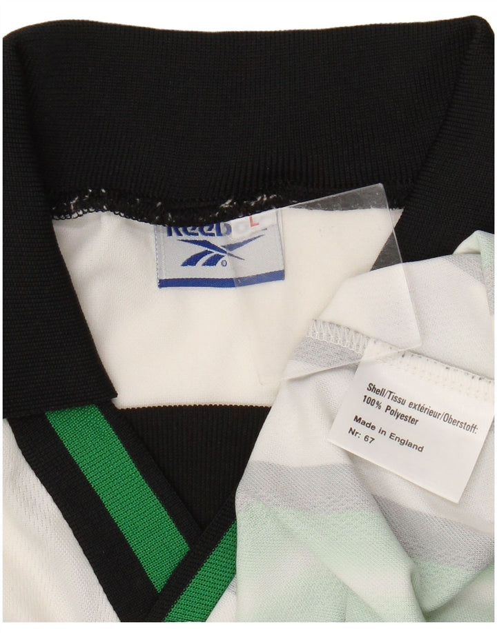 Męska koszulka polo Reebok z grafiką, duża, zielona, ​​poliester w paski