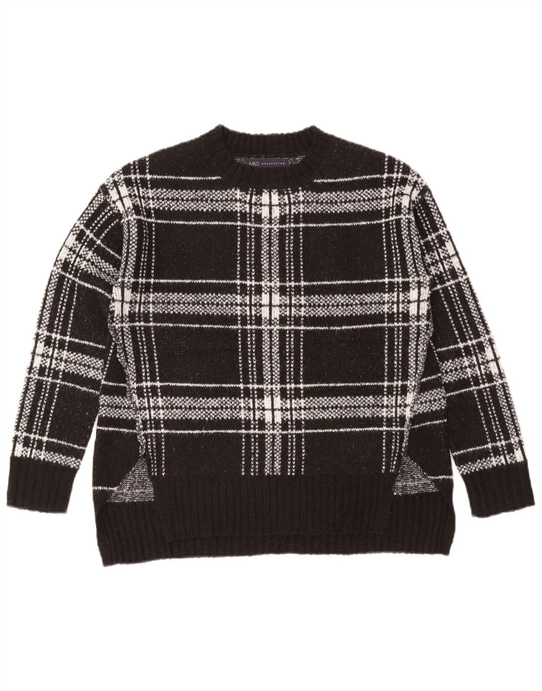 Marks & Spencer Damski sweter z okrągłym dekoltem, UK 10, mała czarna kratka