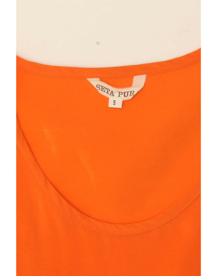 Vintage damska kamizelka Top UK 10 Small Orange Silk