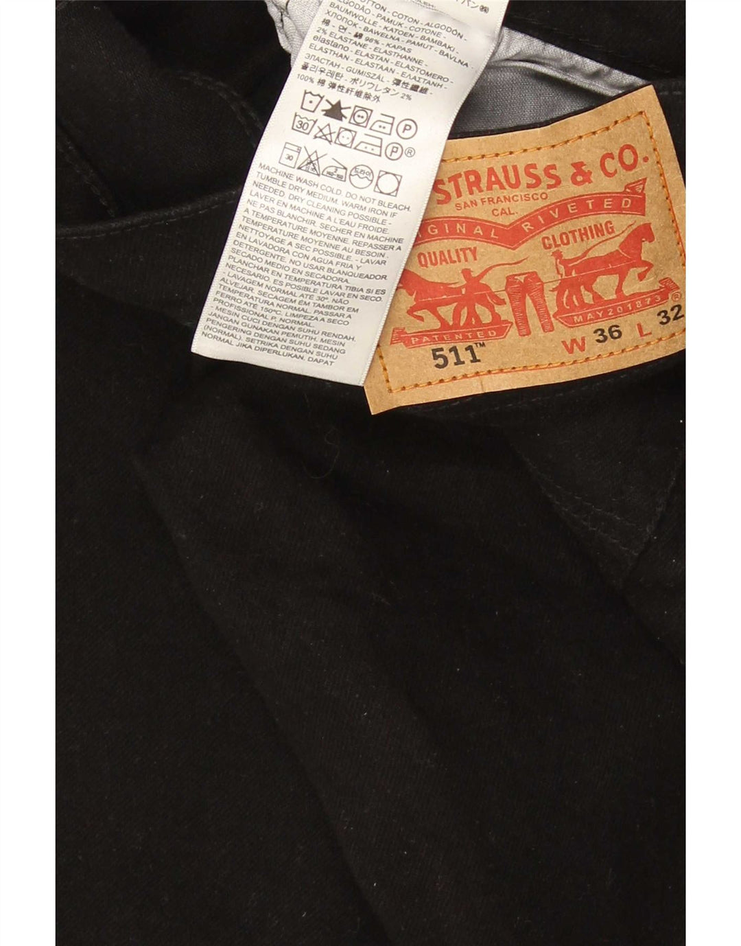 Męskie jeansy Levi's 511 Slim W36 L29 Czarna bawełna