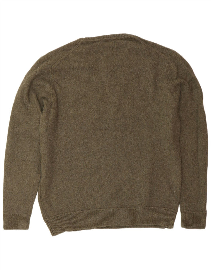 SUPERDRY Damski sweter z okrągłym dekoltem UK 20 2XL Zielona wełna