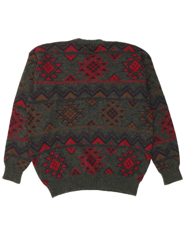 Męski sweter z okrągłym dekoltem Sea & Sky Yachting XL, zielony, wełniany Fair Isle