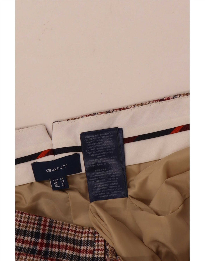 Damskie spodnie garniturowe Gant UK 12 Medium W30 L28 Czerwona wełna w pepitkę