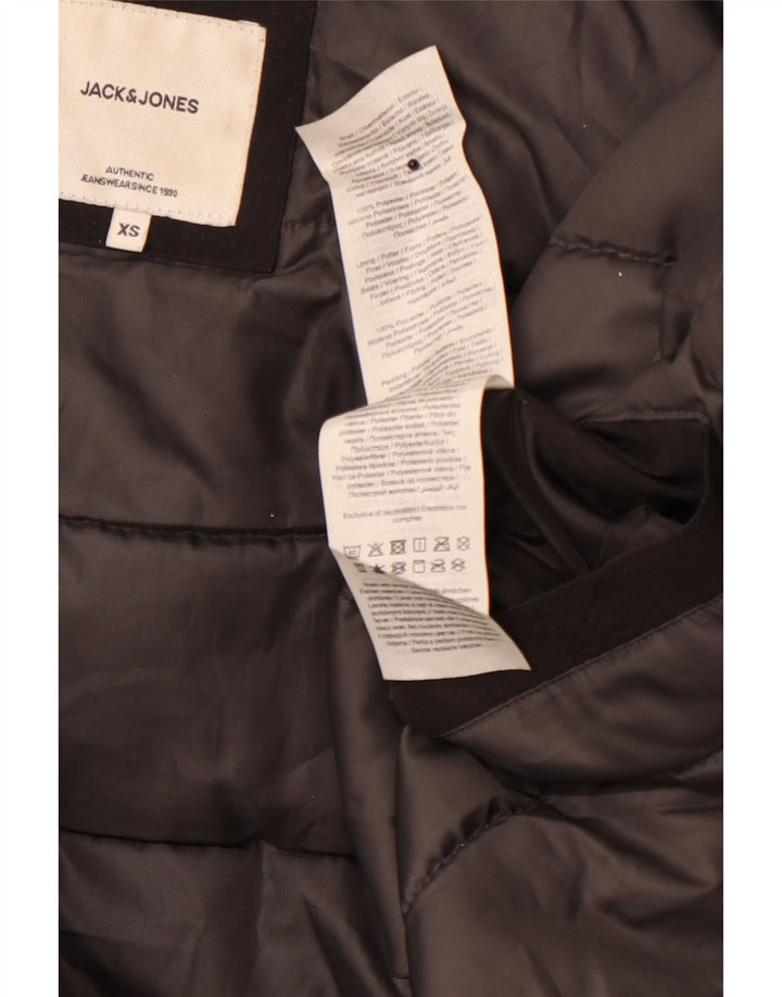 Męska ocieplana kurtka JACK & JONES z kapturem UK 34 XS, czarny poliester