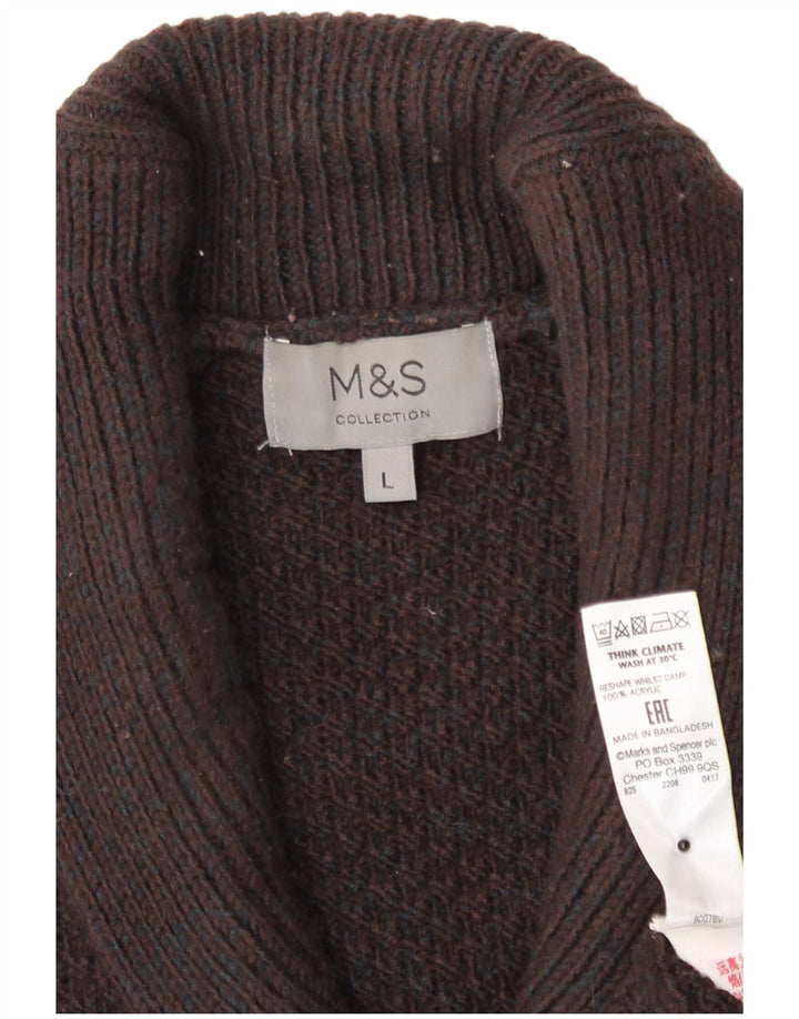 Marks & Spencer Męski sweter rozpinany, duży, brązowy, akrylowy