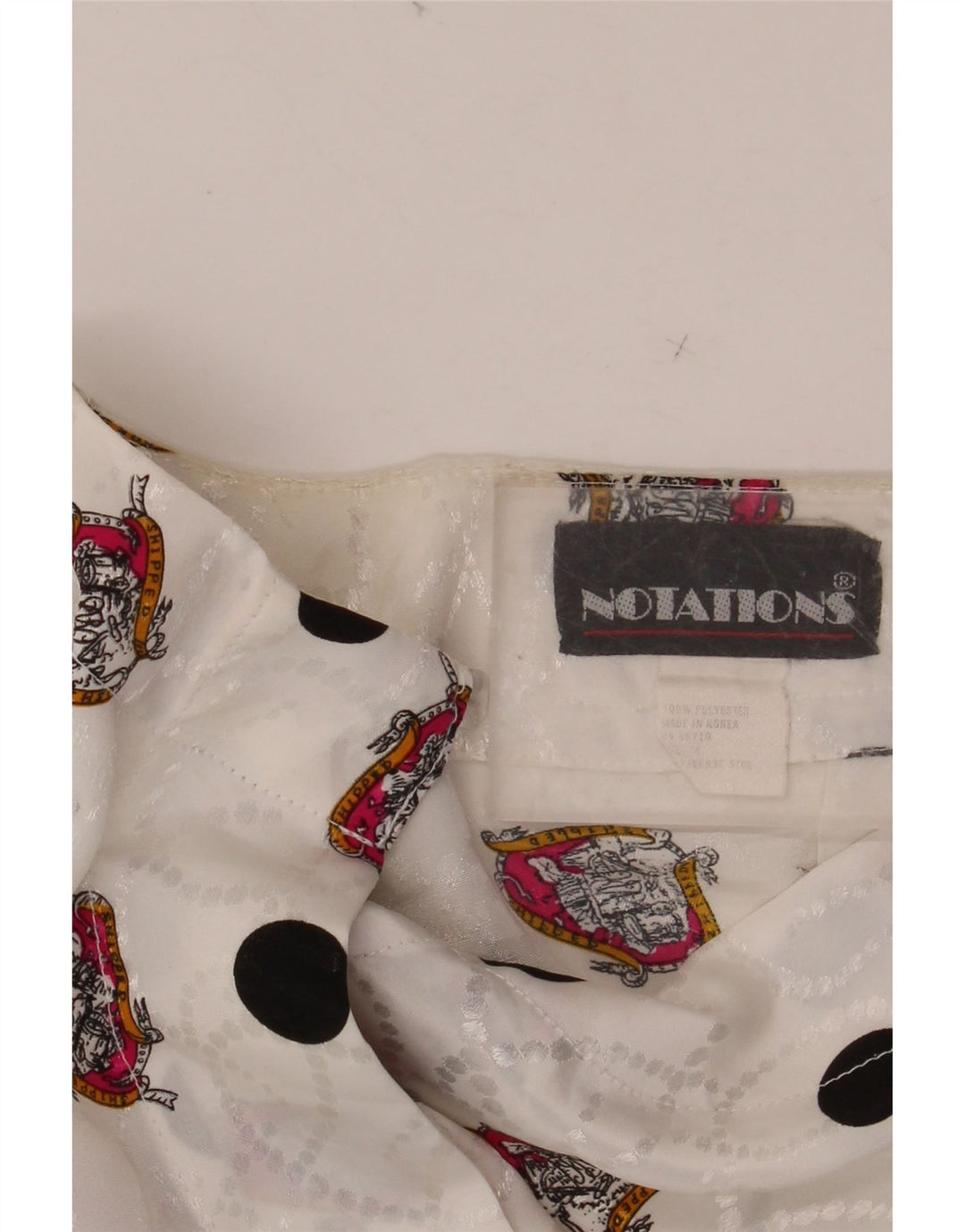 NOTATKI Damska bluzka koszulowa w abstrakcyjny wzór UK 16, duża, biała, poliestrowa