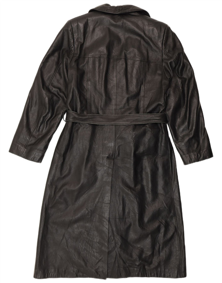 PASCUCCI Męski dwurzędowy płaszcz skórzany IT 50, duża czarna skóra