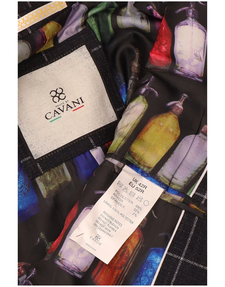 Męska marynarka Cavani zapinana na 2 guziki, UK 42 XL, granatowa, poliester w kratę