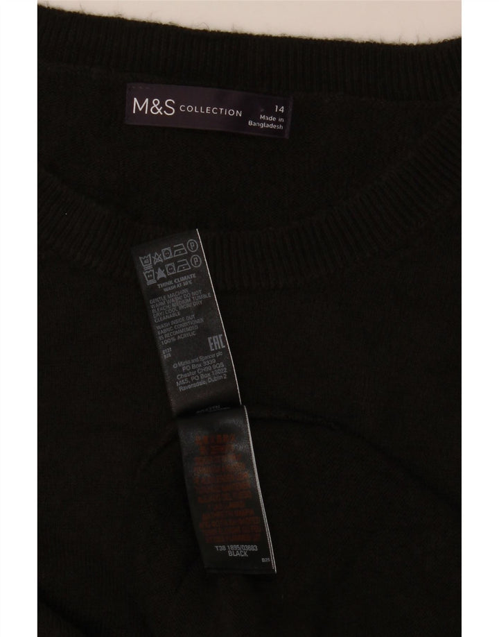 Marks & Spencer Damski sweter z okrągłym dekoltem UK 14, średni czarny akryl