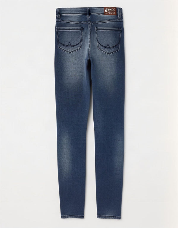 Damskie jeansy Superdry Alexia Jegging W27 L32 Niebieskie, bawełniane