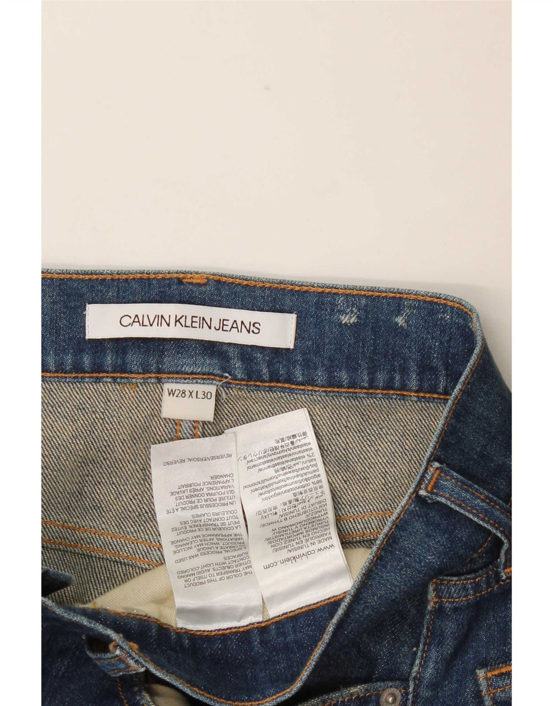 Damskie dżinsy Calvin Klein w trudnej sytuacji W28 L30 Niebieskie bawełniane